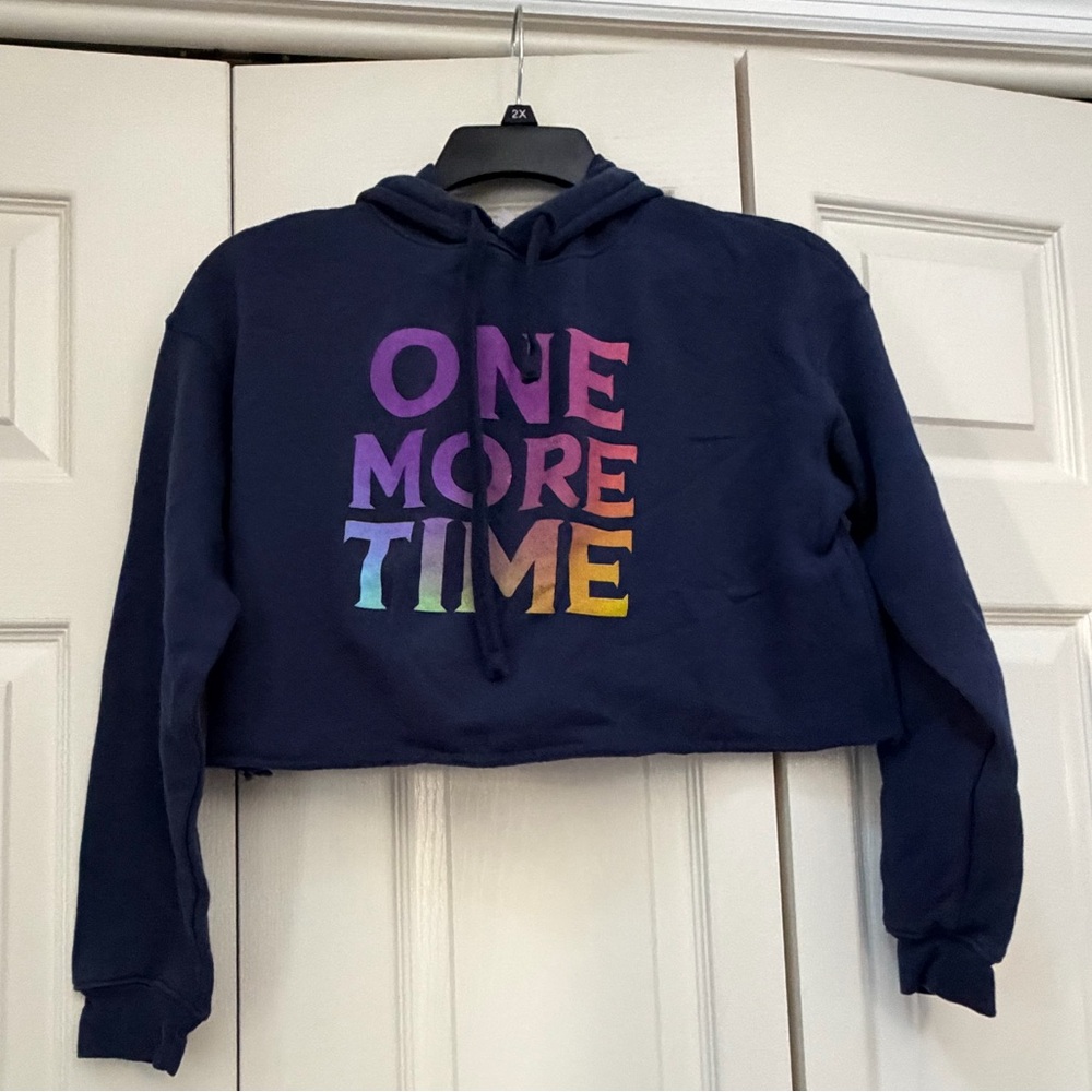 EUC Broadway 'Once Upon a One More Time' Logo Navy cropped Sweatshirt Woman's S